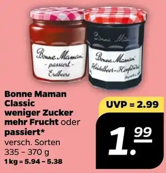 NETTO Bonne Maman Classic weniger Zucker mehr Frucht oder passiert 335-370 g Angebot