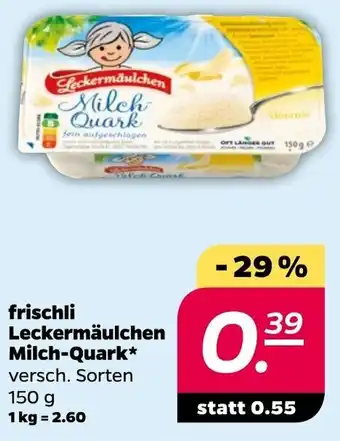 NETTO Frischli Leckermäulchen Milch Quark 150 g Angebot