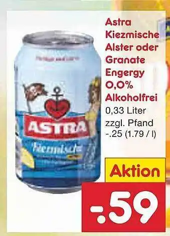 Netto Marken-Discount Astra Kiezmische Alster Oder Granate Energy 0,0% Alkoholfrei Angebot