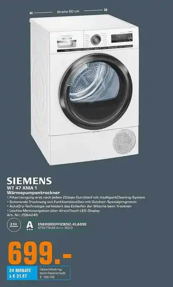 Saturn Siemens Wt47xma1 Wärmepumpentrockner Angebot