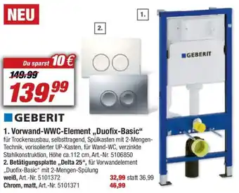 toom Baumarkt Geberit Vorwand WWC Element Duofix Basic Angebot