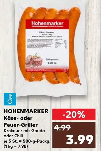 Kaufland Hohenmarker Käse- oder Feuer-Griller 500 g Packg. Angebot