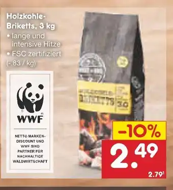 Netto Marken-Discount Holzkohle Briketts 3kg Angebot