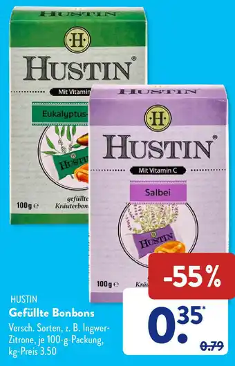 Aldi Süd Hustin Gefüllte Bonbons 100 g Packung Angebot