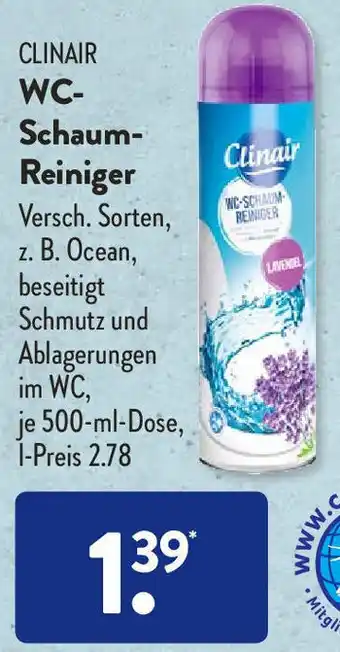 Aldi Süd Clinair WC Schaum Reiniger 500 ml Dose Angebot