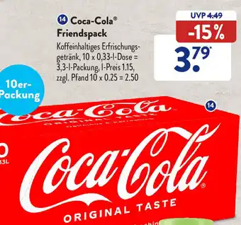 Aldi Süd Coca-Cola Friendspack 10x0,33 L Dose Angebot