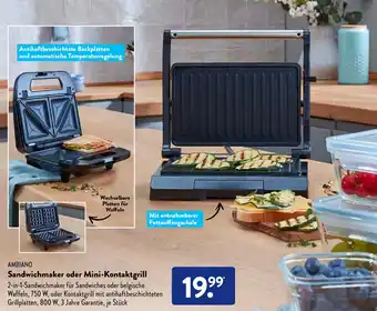 Aldi Süd Ambiano Sandwichmaker oder Mini Kontaktgrill Angebot