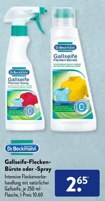 Aldi Süd Dr. Beckmann Gallseife Fleckenbürste oder Spray 250 ml Flasche Angebot