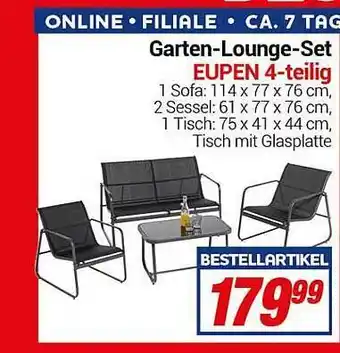 CENTERSHOP Garten-lounge-set Eupen 4-tlg Angebot