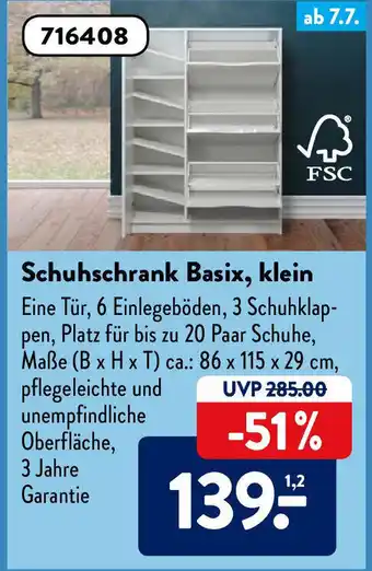 Aldi Süd Schuhschrank Basix, klein Angebot