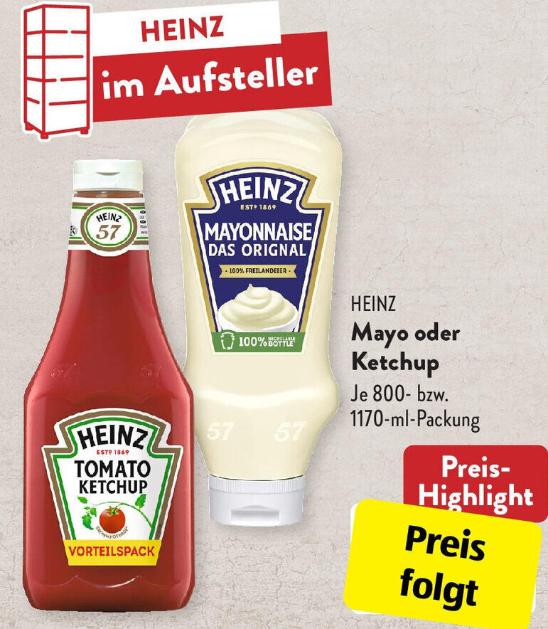 Heinz Mayo oder Ketchup 8001170 ml Packung Angebot bei Aldi Süd