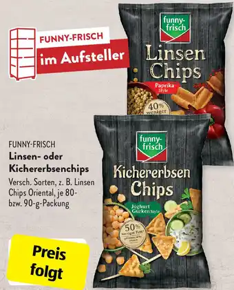 Aldi Süd Funny Frisch Linsen oder Kichererbsenchips 90 g Packung Angebot