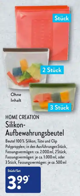 Aldi Nord Home Creation Silikon Aufbewahrungsbeutel Angebot