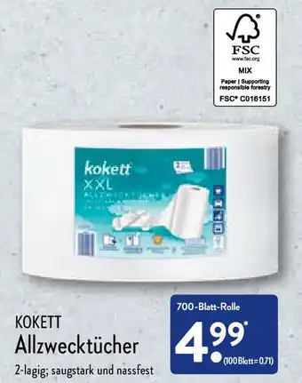 Aldi Nord Kokett Allzwecktücher 700 Blatt Rolle Angebot