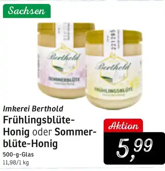 KONSUM Imkerei Berthold Frühlingsblüte Honig oder Sommerblüte Honig 500 g Glas Angebot