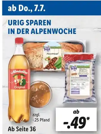 Lidl Urig sparen in der alpenwoche Angebot