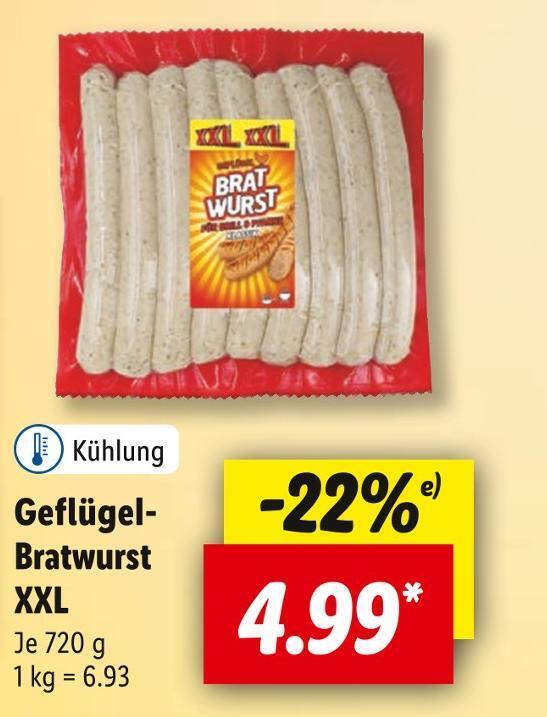 Geflügelbratwurst xxl Angebot bei Lidl