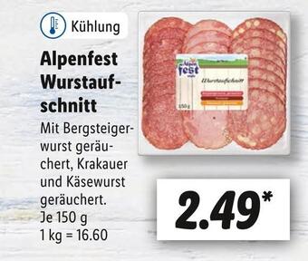 Lidl Alpenfest wurstaufschnitt Angebot
