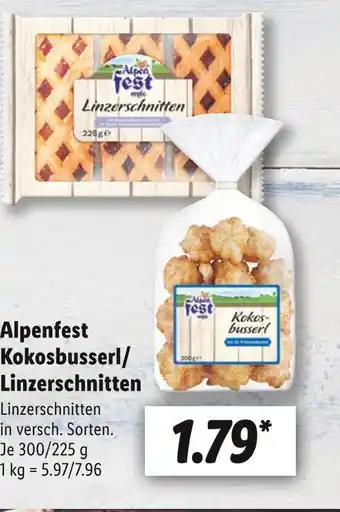 Lidl Alpenfest kokosbusserl oder linzerschnitten Angebot