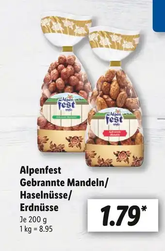 Lidl Alpenfest gebrannte mandeln/ haselnüsse/ erdnüsse Angebot