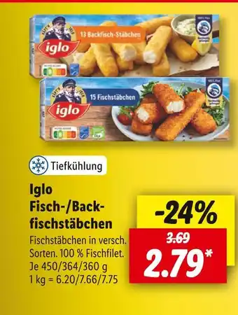 Lidl Iglo fisch-/backfischstäbchen Angebot