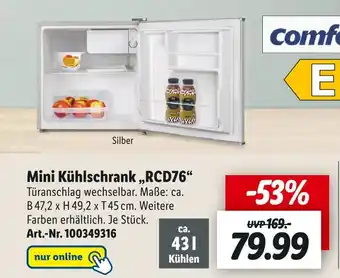 Lidl Comfee mini kühlschrank „rcd76“ Angebot