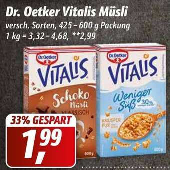 Simmel Dr. Oetker Vitalis Müsli 425-600 g Packung Angebot