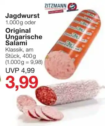 Jawoll Jagdwurst 1000 g oder Original Ungarische Salami 400 g Angebot