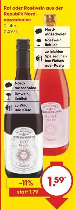 Netto Marken-Discount Rot o. Rosewein aus der Republik Nordmazedonien 1L Angebot