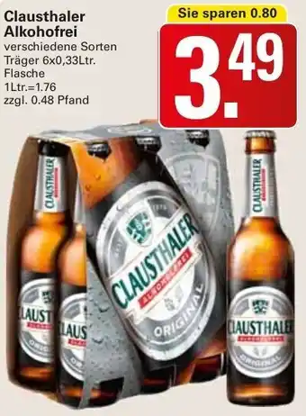 WEZ Clausthaler Alkoholfrei 6x0,33Ltr. Flasche Angebot