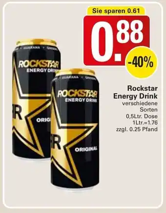 WEZ Rockstar Energy Drink 0,5Ltr. Dose Angebot