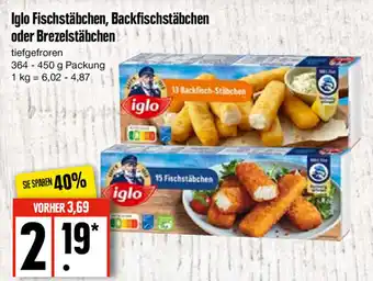 Edeka Iglo Fischstäbchen, Backfischstäbchen oder Brezelstäbchen 364-450 g Packung Angebot