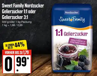 Edeka Sweet Family Nordzucker Gelierzucker 1:1 oder Gelierzucker 3:1, 500 g oder 1 kg Packung Angebot