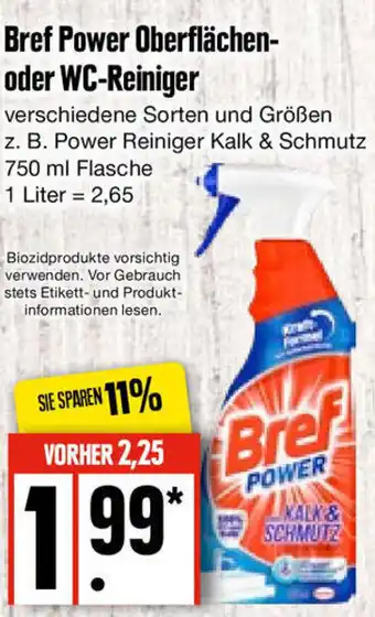 Edeka Bref Power Oberflächen oder WC Reiniger 750 ml Flasche Angebot