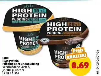 PENNY Elite High Protein Pudding Oder Grießpudding Angebot