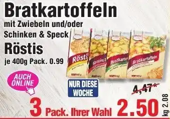 Wiglo Wunderland Bratkartoffeln oder Röstis 400 g Pack. Angebot