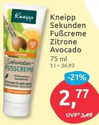 Budni Kneipp Sekunden Fußcreme Zitrone Avocado 75 ml Angebot