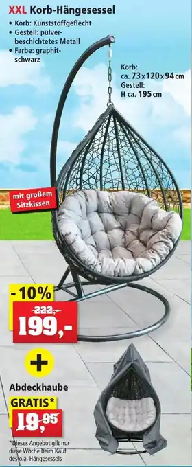 Thomas Philipps XXL Korb Hängesessel + Abdeckhaube Angebot