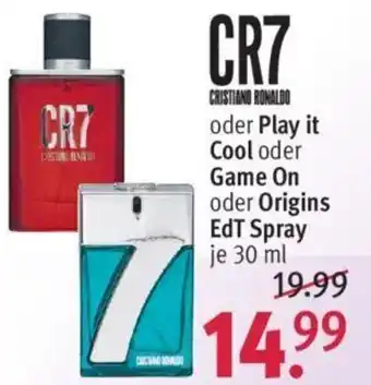 Rossmann CR7 oder Play it Cool oder Game On oder Origins EdT Spray 30 ml Angebot