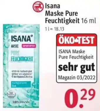 Rossmann Isana Maske Pure Feuchtigkeit 16 ml Angebot
