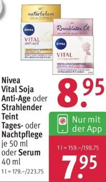 Rossmann Nivea Vital Soja Anti Age oder Strahlender Teint Tages oder Nachtpflege 50 ml oder Serum 40 ml Angebot