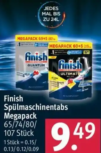 Rossmann Finish Spülmaschinentabs Megapack 65/74/80/107 Stück Angebot