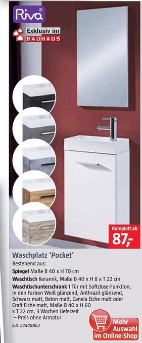 Bauhaus Riva waschplatz 'pocket' Angebot