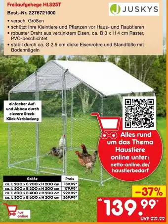 Netto Marken-Discount Juskys Freilaufgehege HLS25T Angebot