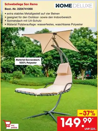 Netto Marken-Discount Home Deluxe Schwebeliege San Remo Angebot