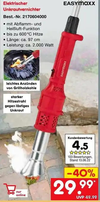 Netto Marken-Discount Easymaxx Elektrischer Unkrautvernichter Angebot