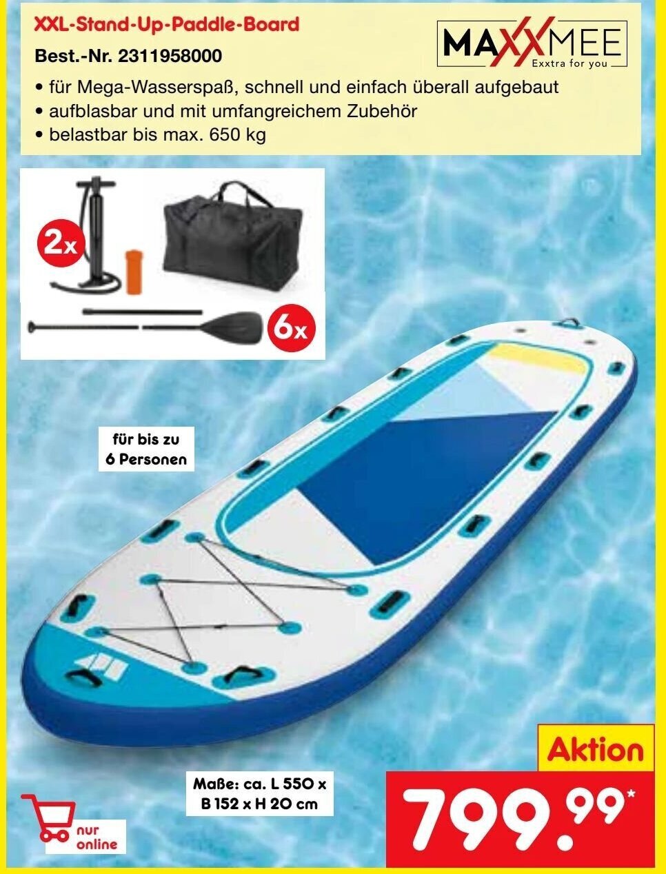 Maxxmee XXL Stand Up Paddle Board Angebot bei Netto MarkenDiscount