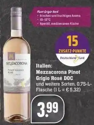 Edeka Italien: Mezzacorona Pinot Grigio Rosé Doc Angebot