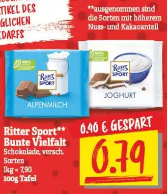 NP Discount Ritter Sport** Bunte Vielfalt 100g Angebot