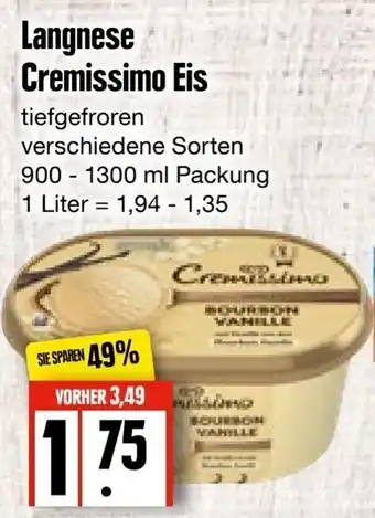 Edeka Frischemarkt Langnese Cremissimo Eis 900/1300 ml Packung Angebot